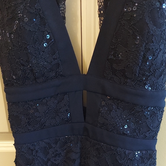 Macy's Navy Sequin Backless Dress - Picture 2 of 5